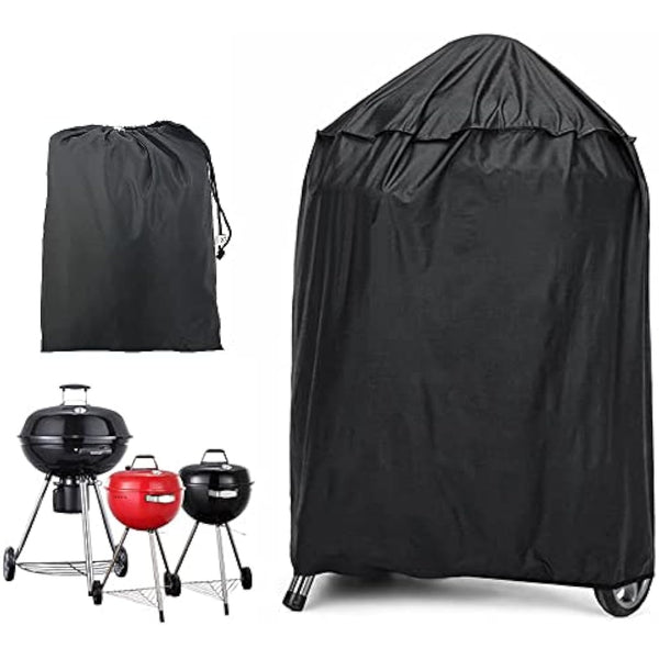 JTDEAL Kettle BBQ Cover Round Barbecue Cover Waterproof Heavy Duty BBQ Cover Windproof Grill Cover Outdoor BBQ Grill Cover with Drawstring and Storage Bag for Weber, Brinkmann,Char Broil (58x77cm)