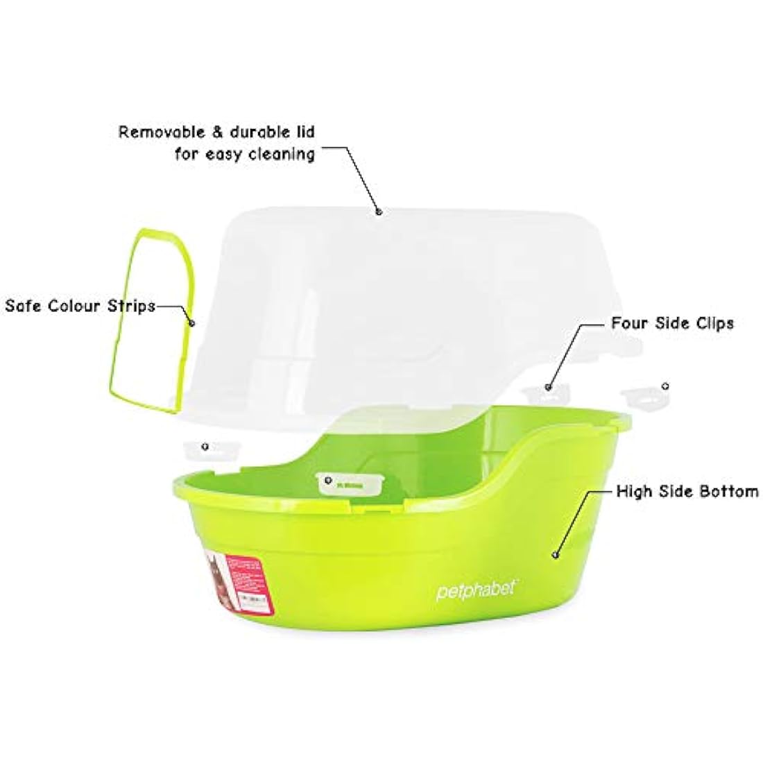 petphabet litter tray large Cat Litter Tray/cat litter box Toilet box XXL, 63x48x43cm, Jumbo Hooded Cat Litter Tray with lid Extral Large Litter tray enclosed Pet litterbox (Green)