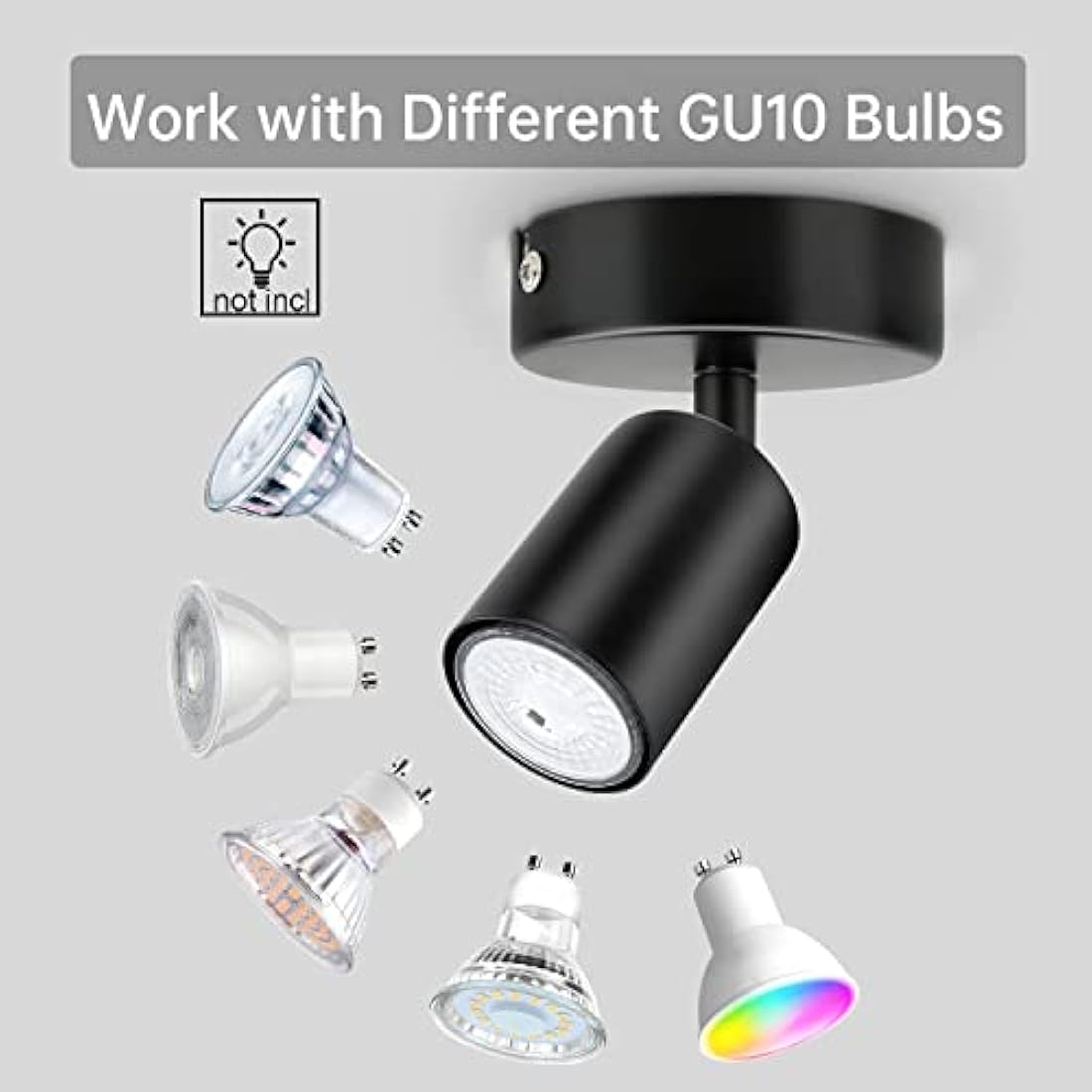 Dehobo Wall Light Spotlight Indoor in Matt Black Adjustable Spot Light with GU10 Socket LED 6W Compatible Industrial Ceiling Wall Spot Light 2 Pack for Kitchen Lounge Bedroom Dining Room