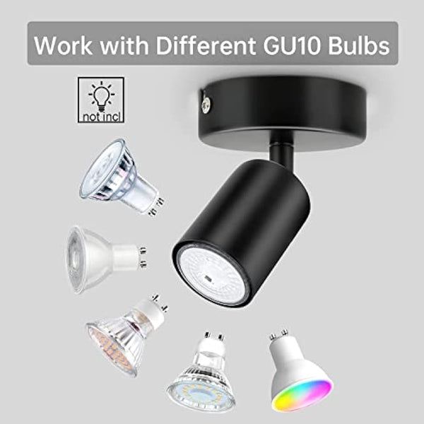 Dehobo Wall Light Spotlight Indoor in Matt Black Adjustable Spot Light with GU10 Socket LED 6W Compatible Industrial Ceiling Wall Spot Light 2 Pack for Kitchen Lounge Bedroom Dining Room