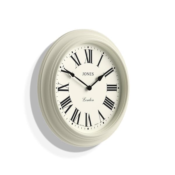 Jones Clocks Supper Club wall clock | Large classic round clock | 40cm | Pale cream | Roman numerals |Traditional design ideal for kitchen or living