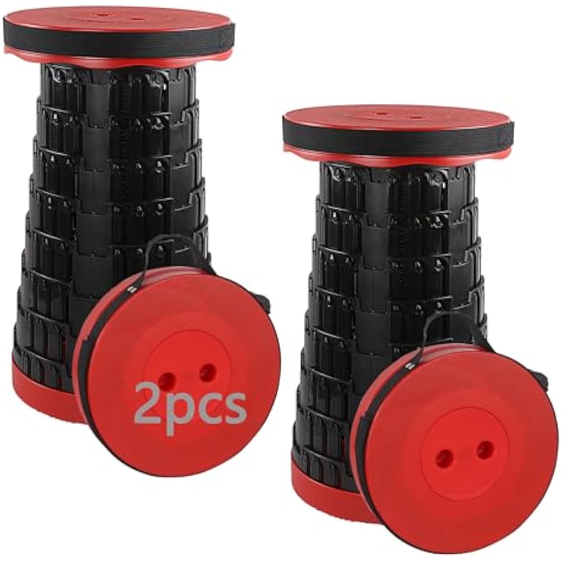 HVDHYY Telescopic Stool Folding Stools for Adults 2pcs Max Load 460lbs/210KG Camping Foldable Stool Seat Portable Collapsible Telescoping Stool for Outdoor BBQ Garden Outdoor Camping Indoor (Red)