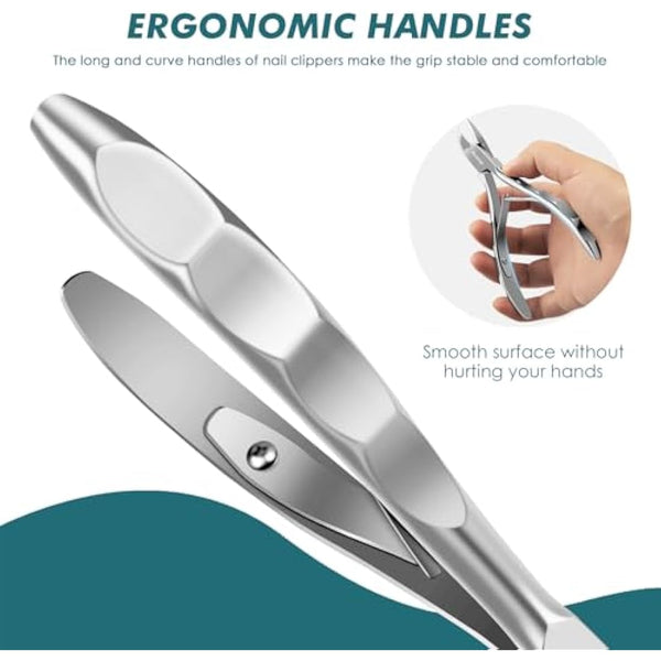 Auxmir Toenail Clippers, Precision Nail Clippers for Thick or Ingrown Toenails, 5" Sharp Curved Stainless Steel Nail Cutters, Professional Nippers Grooming Tool, Safety Cover Included
