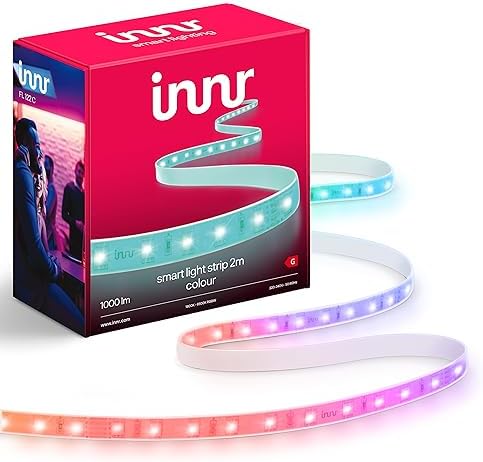 Innr Zigbee LED Strip Light 2m, Works with Hue* and Alexa (Hub Required), Self-Adhesive, RGB Colour Lights, Warm White to Cool White (1800K-6500K), Indoor Smart Light Strip, 1000 lm