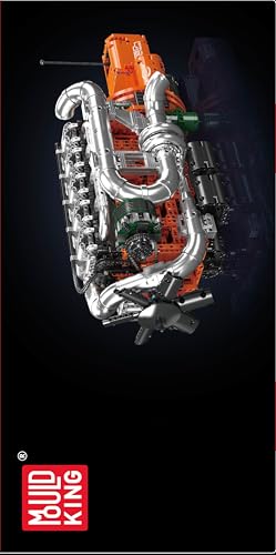 Mould King V12 Engine Building Block Sets, V12 Engine Model Kit That Runs, MOC Engineering Model Building Kit with Battery and Motor, Engineering Building Blocks for Adults (3472 PCS)