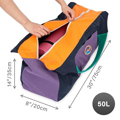 JoYnWell Yoga Mat Bag, Extra Large Yoga Bag for Pilates Mat Bag, Full Zip Yoga Mat Bags for Women and Men, Yoga Mat Carry Bag 12 Oz Canvas