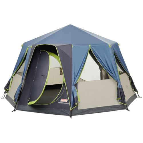 Coleman Tent Octagon, 6 Man Festival Dome Tent, 6 Person Family Camping Tent with 360° Panoramic View, Stable Steel Pole Construction, Sewn-in Groundsheet, 100 Percent Waterproof