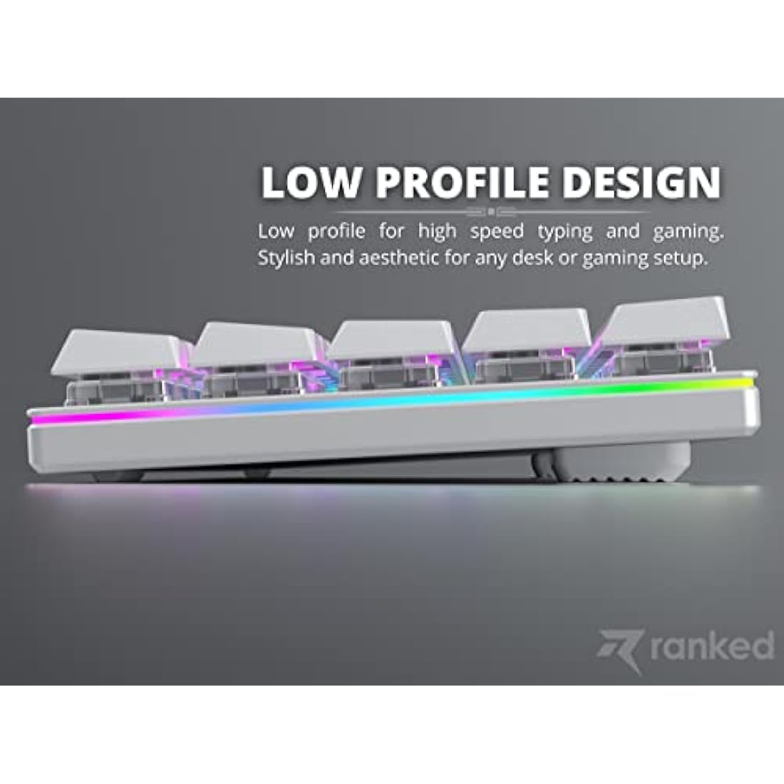 Ranked G65 Guardian 65% | Full Aluminum Frame | Ultra Slim Hot Swappable Mechanical Gaming Keyboard | 68 Keys RGB Backlit for PC/Mac | QWERTY ANSI US Layout (White, Gateron Low Profile Red)