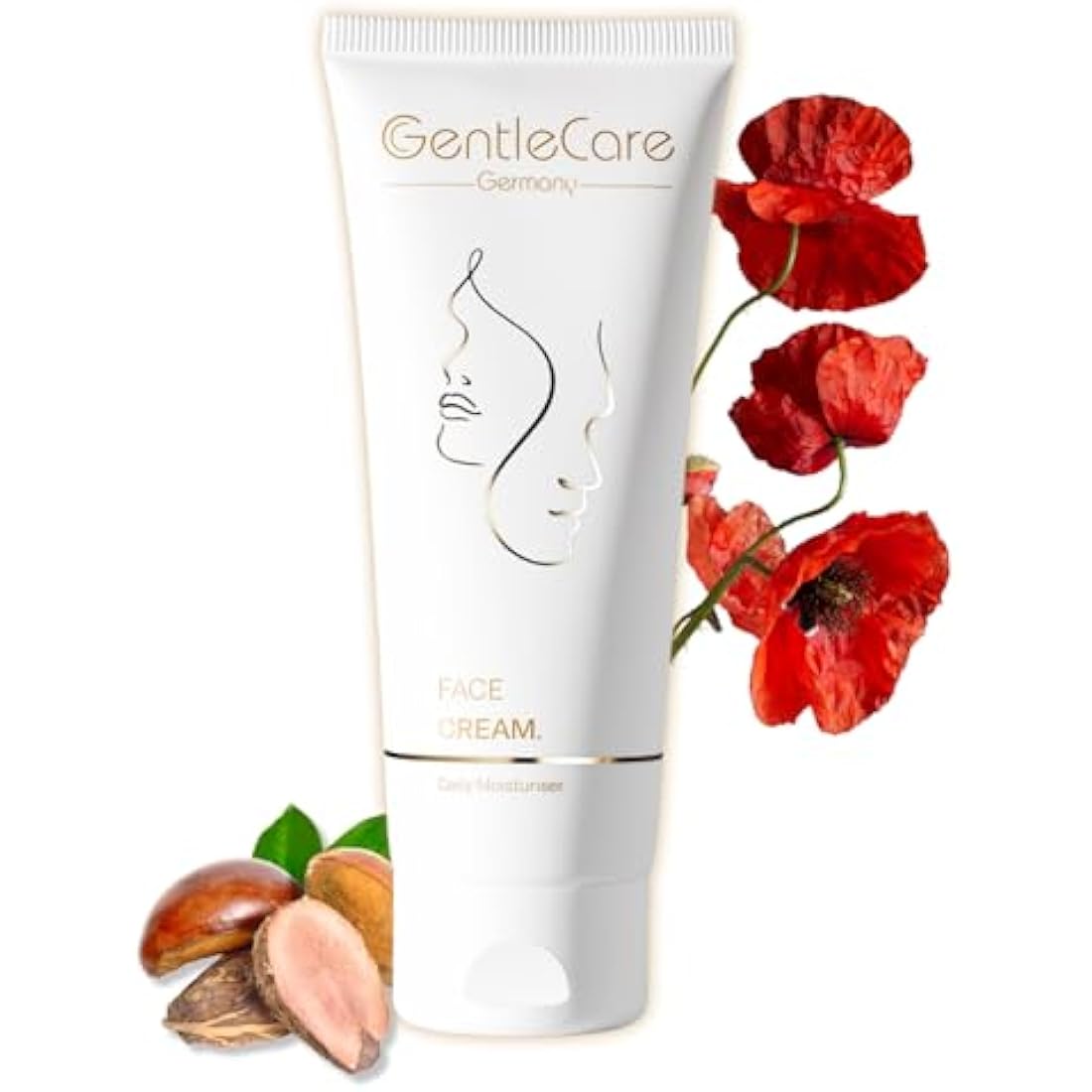 GentleCare Face Cream - For Dry and Sensitive Skin - With Shea Butter, Glycerin, Squalane and Poppy Seed Oil - Professional-Grade Fast-Absorbing Moisturiser - 75ml