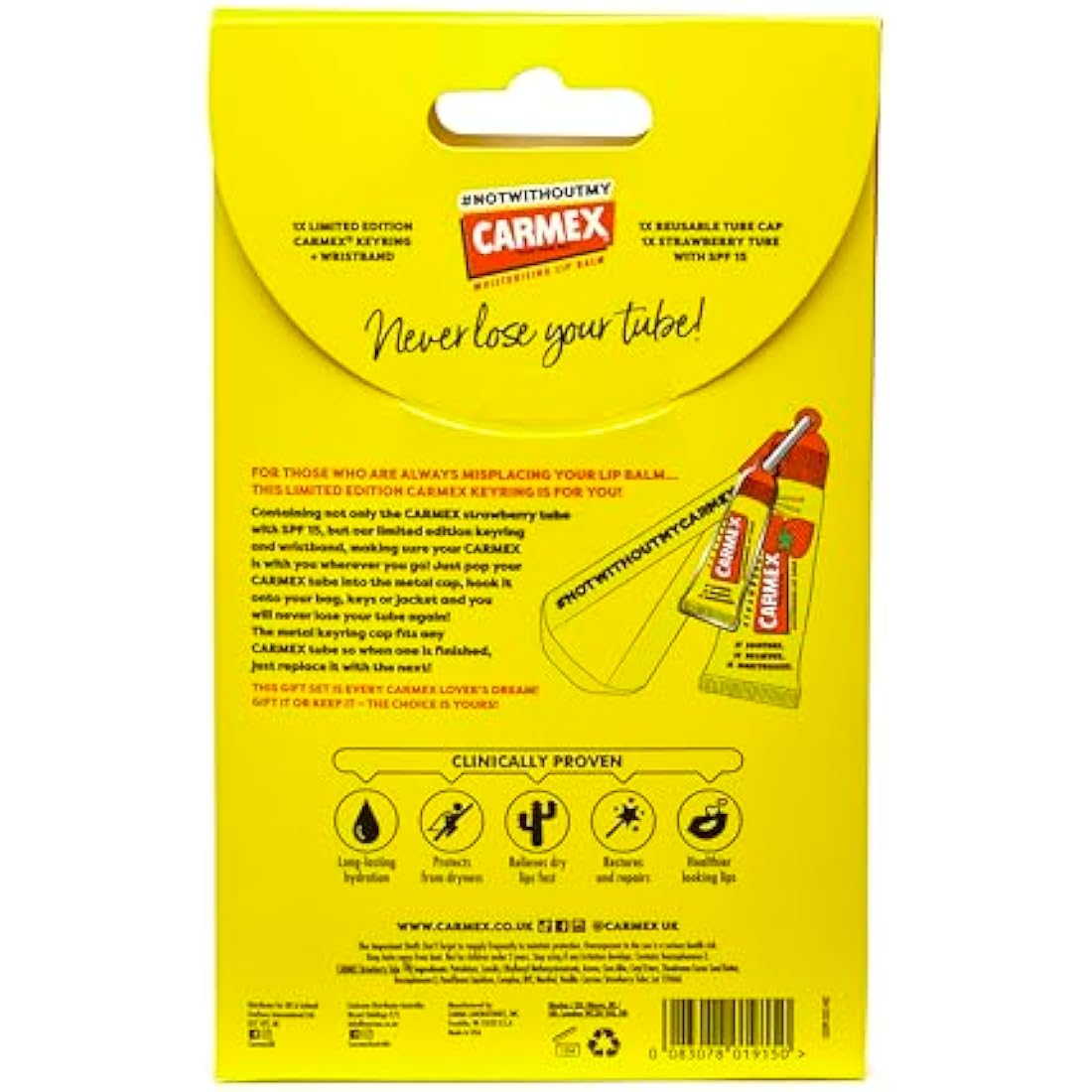 CARMEX Limited Edition Keyring Set with Strawberry Lip Balm Tube | Softens & Hydrates Lips