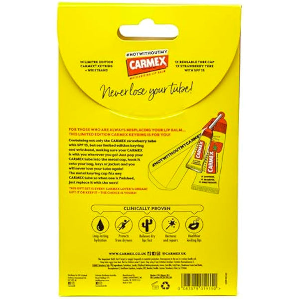 CARMEX Limited Edition Keyring Set with Strawberry Lip Balm Tube | Softens & Hydrates Lips