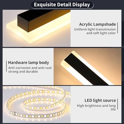 Mikeru 120CM Outdoor Wall Mounted Lights, LED Garden Wall Lighting 2Pack Black Outside Wall Light Warm White 3000K Hard Wired Ip65 Waterproof Driver Indoor Stair Lamp42W for Cabinet, Balcony