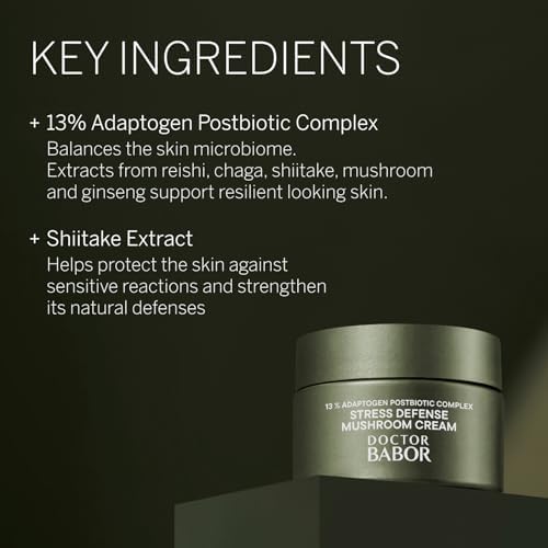 DOCTOR BABOR CLEANFORMANCE Stress Defense Mushroom Cream with Extracts of Reishi, Chaga, Shiitake Mushrooms & Ginseng root | Face Cream | Moisturizing | For Face, Neck & Décolleté 50ml