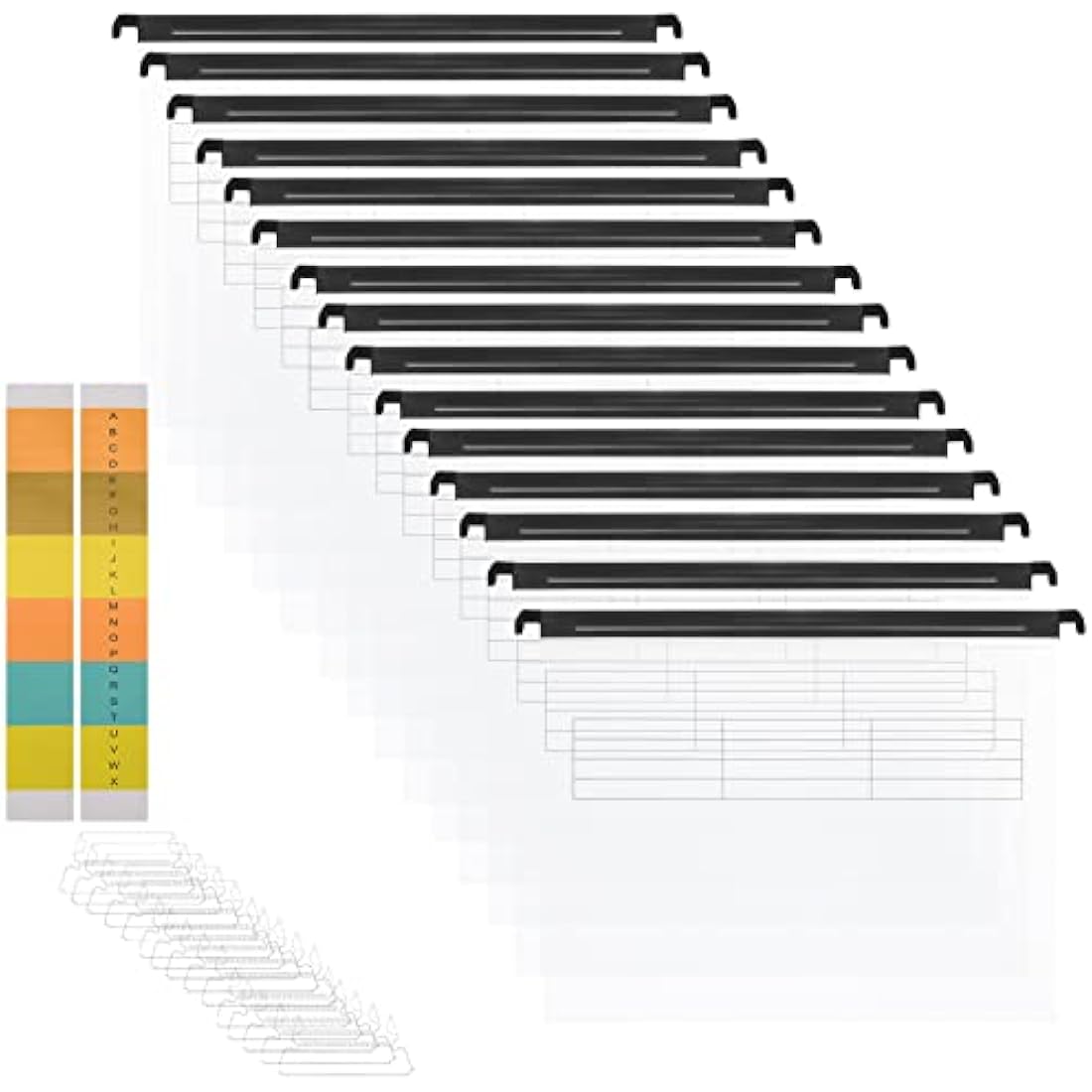 Suspension Files, MerryNine 15PCS Polypropylene Filing Cabinet Suspension Files with Tabs and Card Inserts for School Home Work Office Organization **Check Size Before Ordering ** (Transparent, A4)