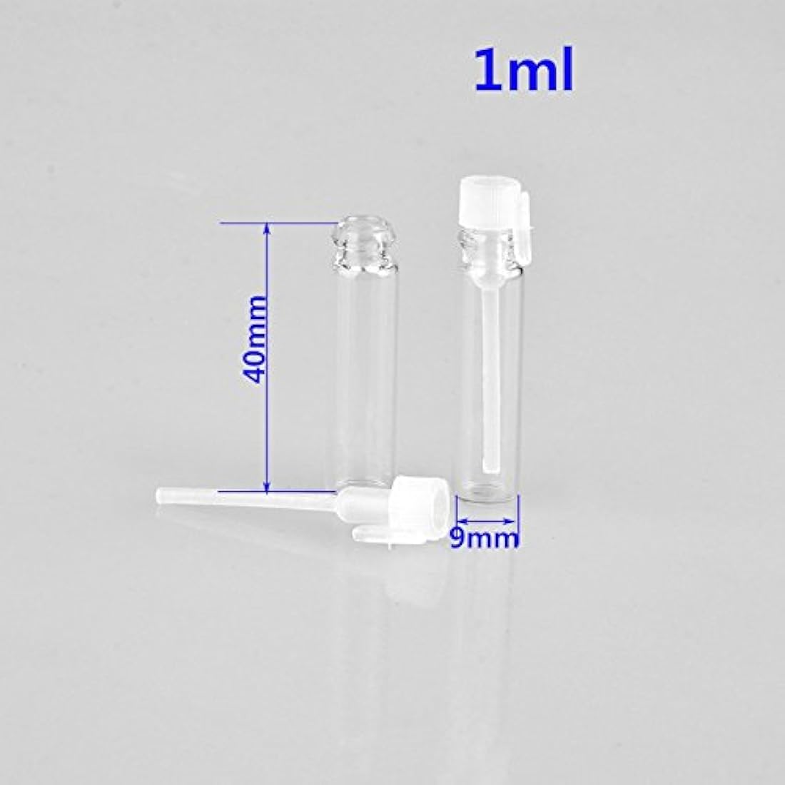 Enslz 100Pcs Mini Sample Cute Glass Travel Oil Perfume Bottle with Drop& Vials Empty Sample Bottle for Essential Oils Aromatherapy… (1ml)