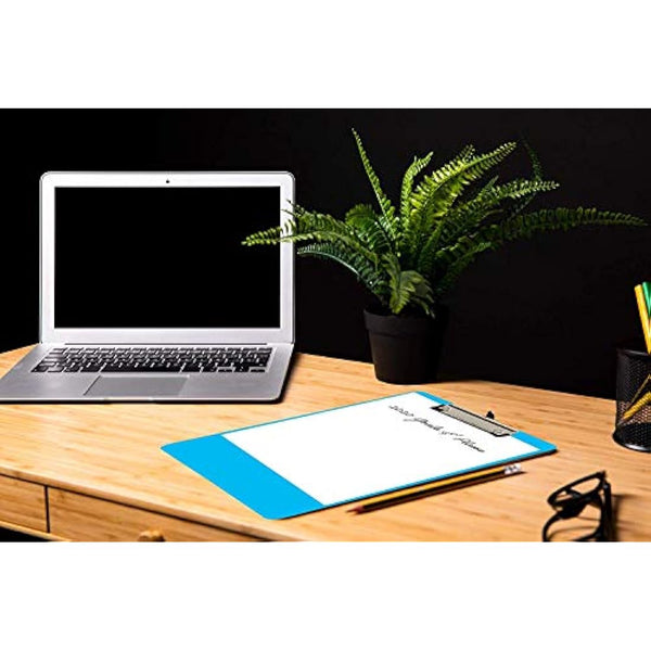 6 Coloured Plastic Clipboards | Strong 12.5 x 9 Inch (A4 Size) Multi Pack Clipboard | Holds 100 Sheets! | Acrylic Clipboards with Low Profile Clip & Heavy Duty Clip Boards | UK Brand