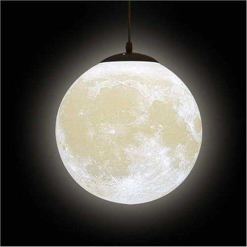 KRUIHAN 3D Print Led Moon Lamp Hang Ceiling Lamp Moon Light Night Light for Kids Room Restaurant Bed Room Living Room 30CM