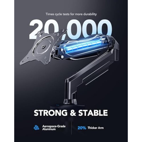 HUANUO Single Monitor Arm Desk Mount for 13 to 32 inch Screens, Tool Free Height Adjustable Monitor Stand with Tilt Swivel Rotate, 75 & 100mm VESA Mount, Load 19.8 lbs, C-clamp & Grommet Options