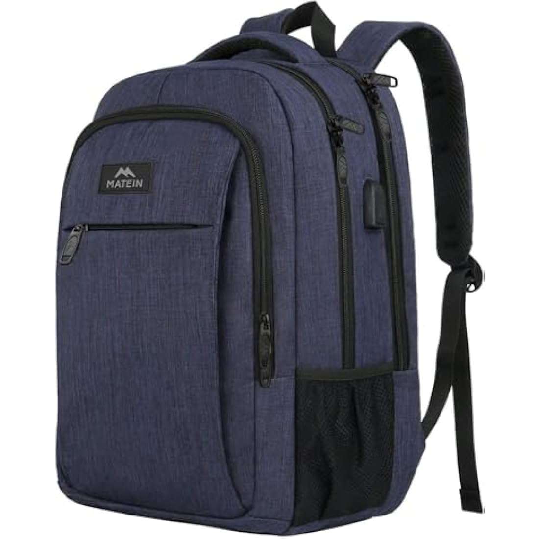 MATEIN Travel Laptop Backpack 15.6, Slim Laptop Rucksack with USB Charging Port Anti Theft Computer Backpack Bag Water Resistant College Work Daypack Lightweight Bag, Navy Blue