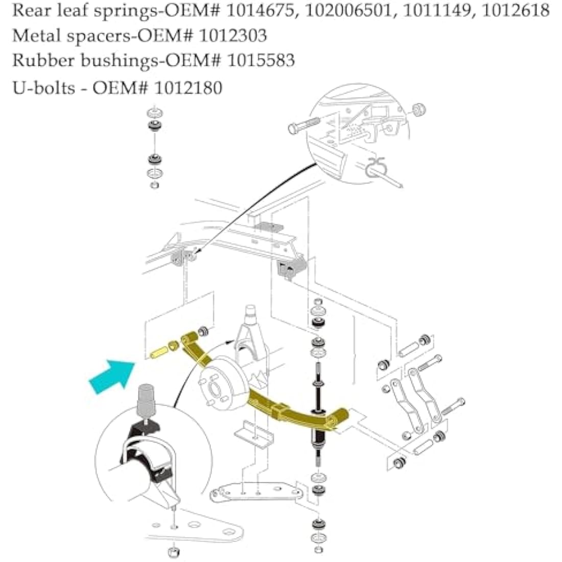 10L0L Golf Buggy Rear Heavy Duty 4-Leaf Spring Kit
