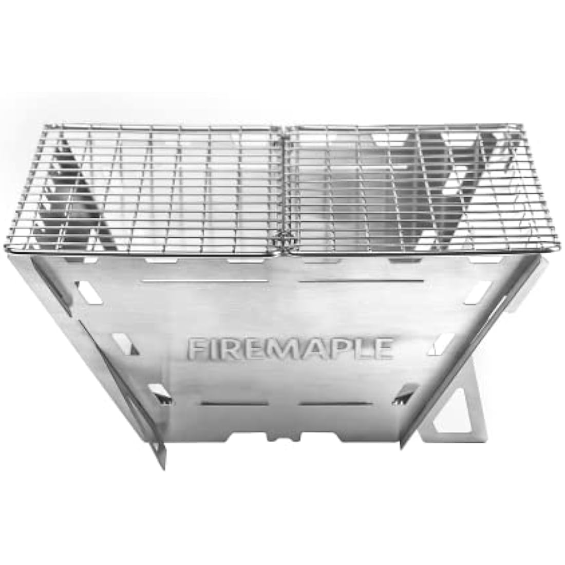 Fire-Maple Maverick Camping Wooden Burning Stove | Stainless Steel Square Firepit with Grill | Folding Fire Pit for Bonfire Backyard Patio Deck Camp Picnic (Square)