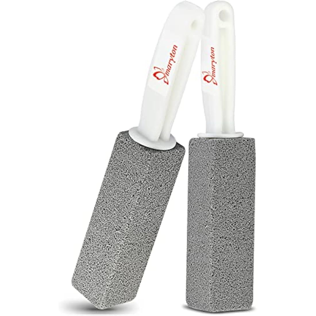 MARYTON Pumice Stone with Handle for Cleaning Toilet Bowl Ring and Hard Water Stains Pack of 2 (Gray)