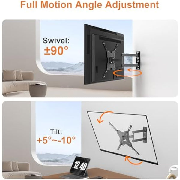 GRIFEMA GB1004 Swivel TV Wall Bracket for 26-55 inch, up to 30KG, Tilt Extendable TV Wall Mount for Flat & Curved Screen, Max Vesa 400X400MM