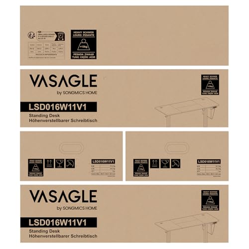 VASAGLE Electric Standing Desk, Height Adjustable Desk, 60 x 140 x (72-120) cm, 4 Memory Heights, Storage Pocket, for Home Office, Study, Rustic Brown and Ink Black LSD134K02