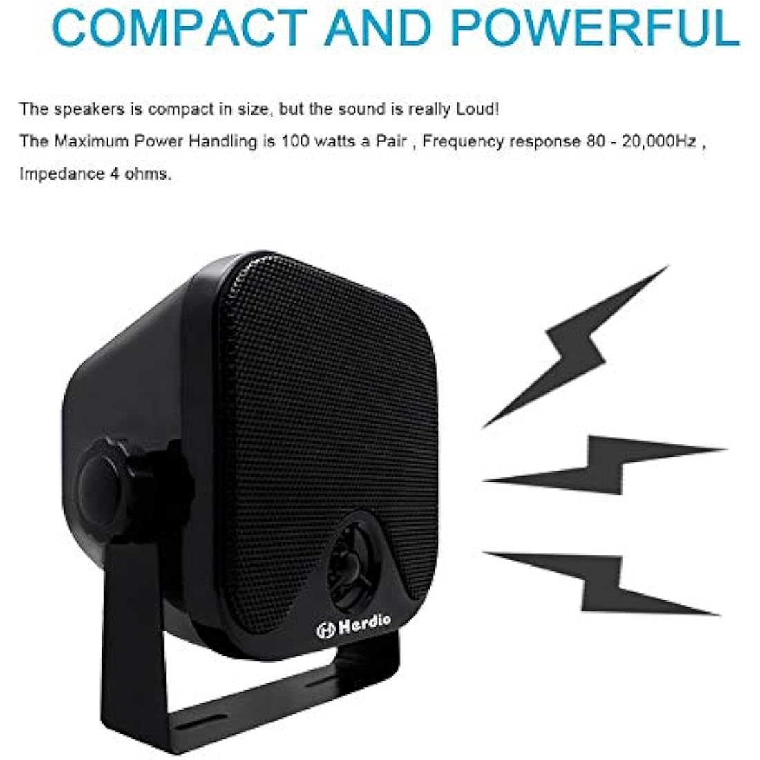Herdio 120W Outdoor Speakers Waterproof - 4 Inches Marine Grade Mount Speakers For Home, Boat, Poolside, Patio, Indoor Outdoor