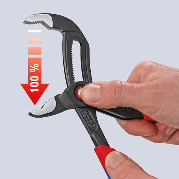Knipex Cobra® QuickSet High-Tech Water Pump Pliers grey atramentized, with non-slip plastic coating 300 mm 87 21 300