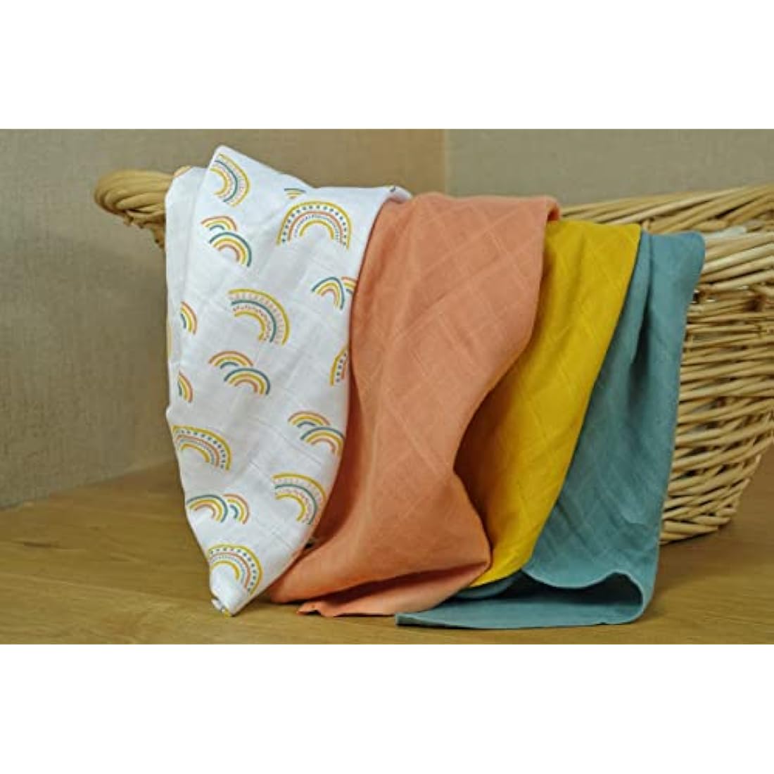 MuslinZ Muslin Squares - Muslin Cloths for Baby - Baby Burp Cloths - 6 Pack Muslins - Large 70x70cm - Boy, Girl, Unisex - Cotton - Absorbent & Breathable - Multi Use Newborn Cloths (Scandi Rainbow)