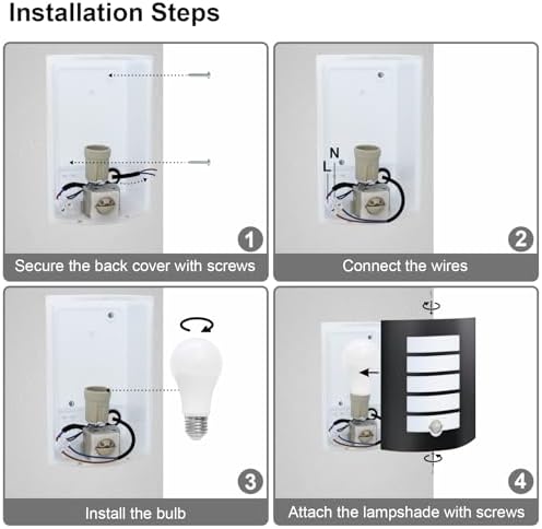 Allesgute Outdoor Wall Lights with PIR Motion Sensor, IP44 Waterproof Curved Outside Lights Mains Powered Black Wall Lamp for Porch, Front Door, Incl.12W E27 Bulbs Cool White 6000K