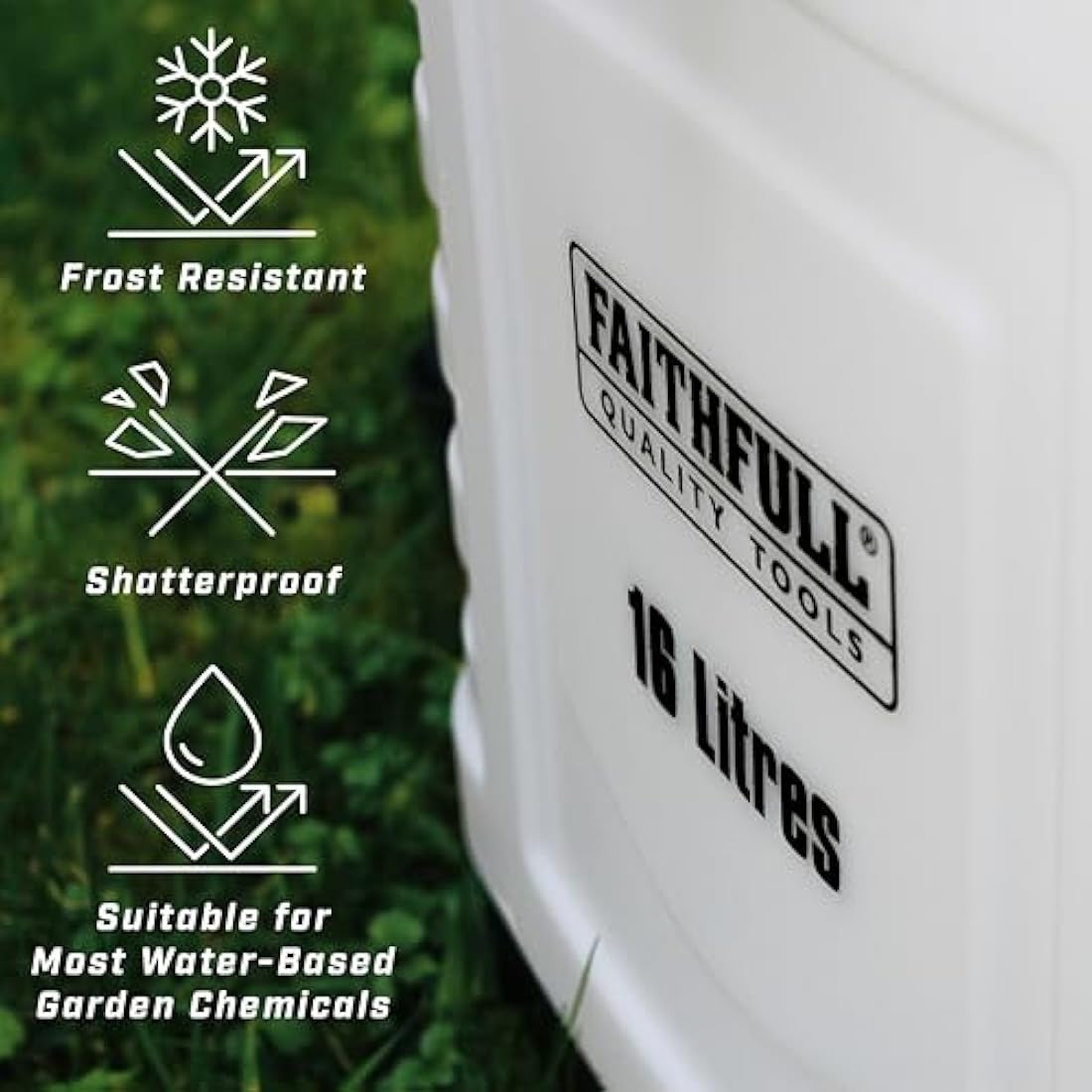 Faithfull Pressure Sprayer Knapsack - 16 Litre Capacity Garden Spray Pump with 3 Adjustable Nozzles & Service kit