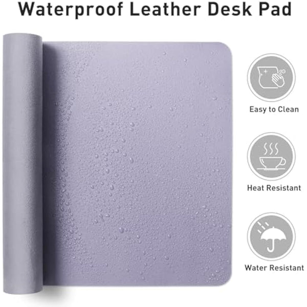 Leather Desk Pad Protector,Mouse Pad,Office Desk Mat, Non-Slip PU Leather Desk Blotter,Laptop Desk Pad,Waterproof Desk Writing Pad for Office and Home (60cmX35cm, Lavender)