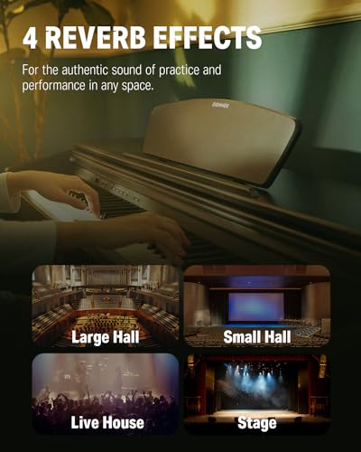 Donner Digital Piano 88 Key Weighted DDP-100 88-Key Weighted Action Digital Piano, Beginner keyboard piano Bundle with Furniture Stand, Power Adapter, White