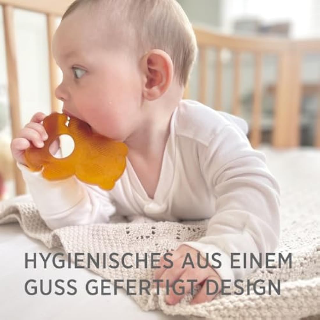 HEVEA Panda Teether for Babies - 100% Natural Rubber Soothing Teething Toy, BPA-Free & Vegan, Easy-Grip for Soothing Gums