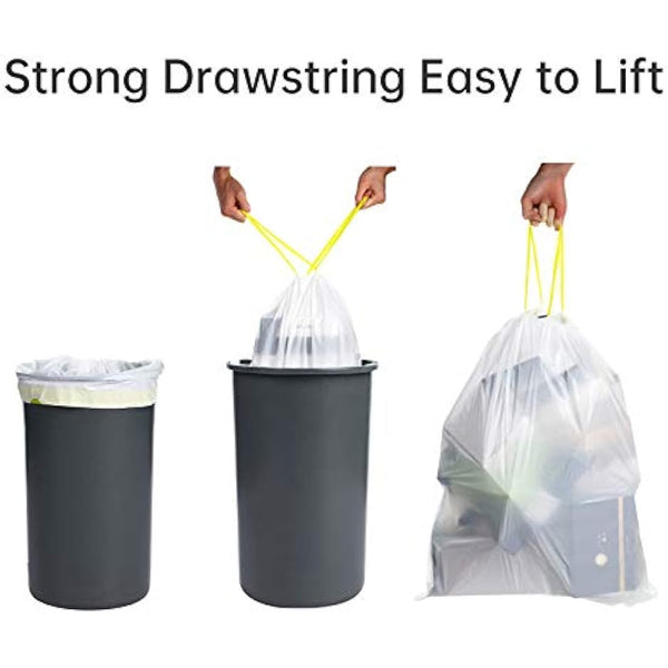 blkk Bin Bags Heavy Duty Bin Liners 50L Swing Bin Liners Strong Pedal Drawstring Bin Bags with Tie Handle Unscented (5 Rolls, 100 Counts in All)