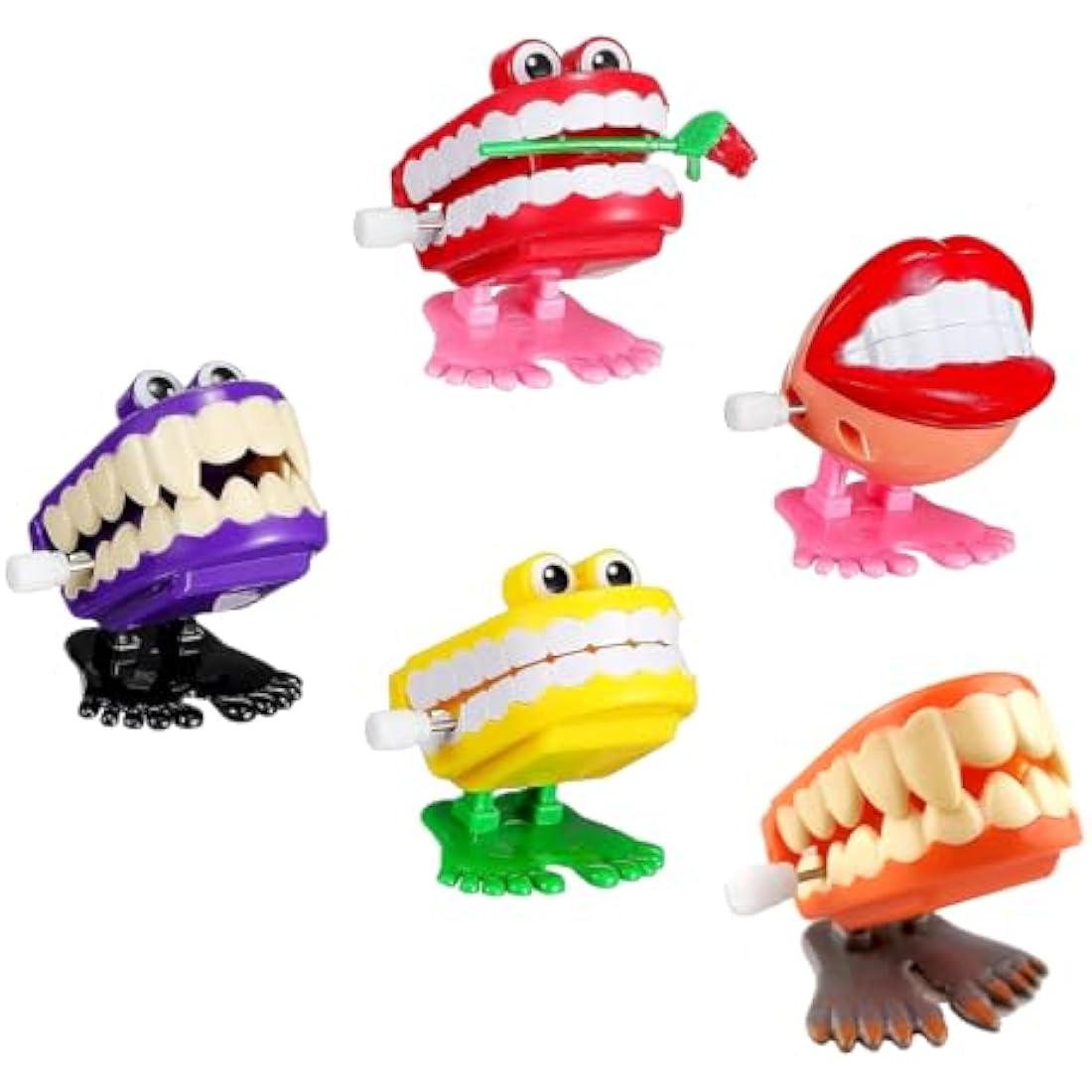 5Style Chattering Teeth Wind Up Chick for Kids Party Game, Halloween Clockwork Walking Toy Mini Teeth Novelty Walking Wind Up Toy for Christmas Halloween Tooth Stocking Fillers Party Favors