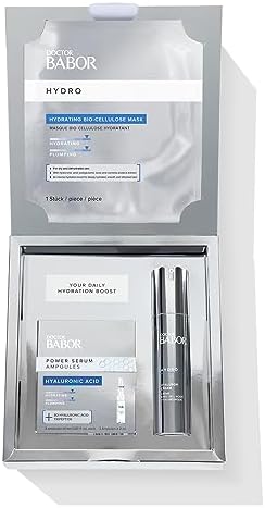 Doctor BABOR Hydro Set, with moisturizing products, cream, ampoules and mask, intensive moisturizing, fresh and rosy complexion, 3 pieces