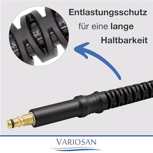VARIOSAN High Pressure Hose 15m, Black 200 Bar for K?rcher K2-K7 & 2.641-721.0, Premium Quality Brass Connectors