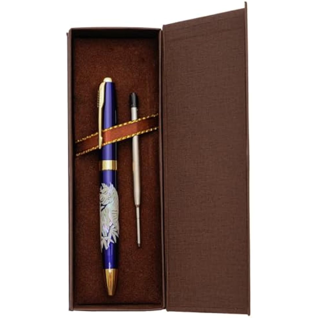 February Mountain Mother of Pearl Ballpoint Pen, Retractable Ballpoint Pens, for Gift, Business, Office, 1.0mm Medium Point Black Ink, Extras Replaceable Metal Refills (Hangul)