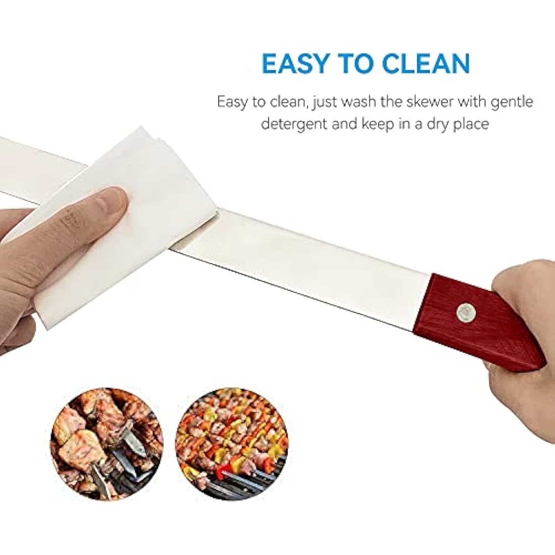 8Pcs Stainless Steel Flat Kebab Skewers, 24 inch Turkish Adana Skewers for BBQ Grill Accessories