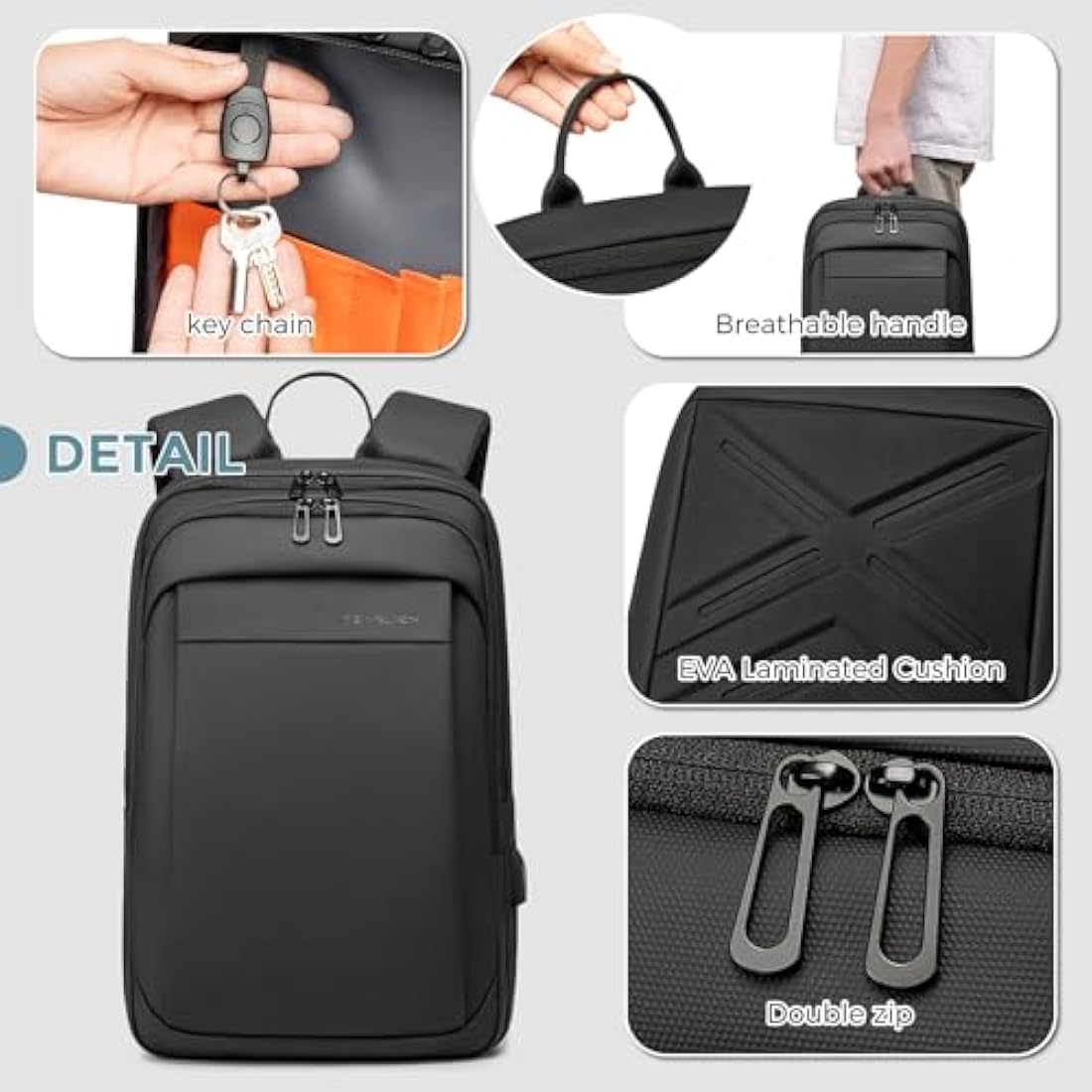 FENRUIEN Laptop Backpack Business Smart Backpack Waterproof fit 15.6 Inch Travel Durable Laptop Backpack with USB Charging Port (Regular)