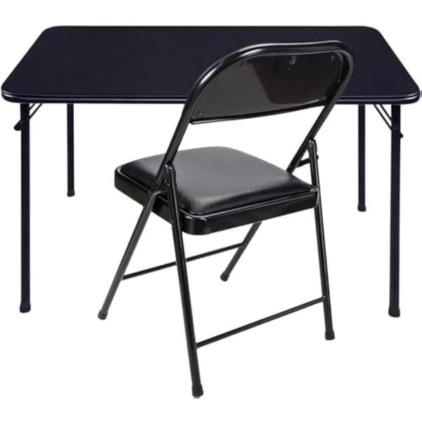 KAIHAOWIN Set of Desk and Chair, Computer Table/Dining Table 97 x 47 cm and Folding Chair 40 x 40 cm, Folding Desk and Chair, Outdoor, Black