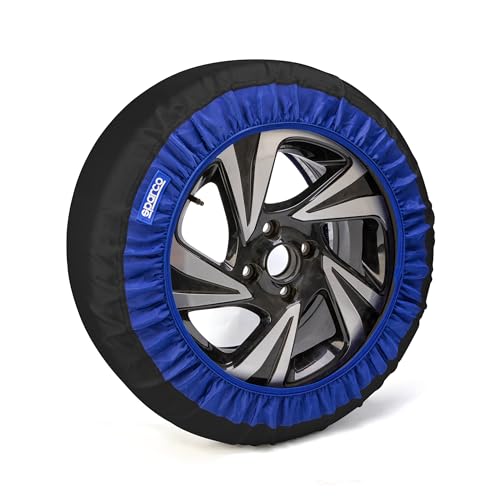 Sparco set of 2 textile snow chains for cars, easy to install, quiet and durable, approved, certified and reusable Sparco SnowShield, gloves included. (XXL)