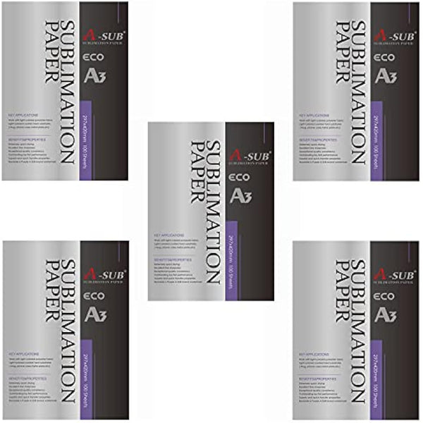 A-SUB Sublimation Paper A3, 297x420mm, 500 Sheets, Compatible with EPSON, SAWGRASS, RICOH, Brother Sublimation Printers