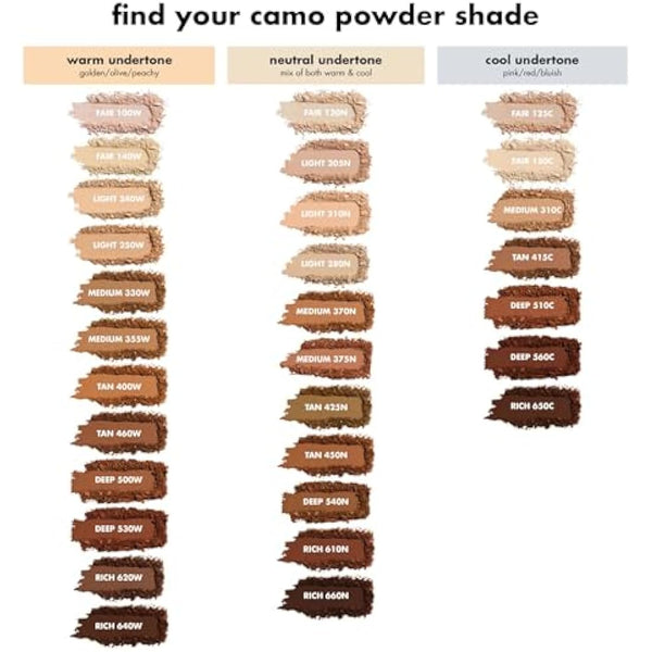 e.l.f. Camo Powder Foundation, Lightweight, Primer-Infused Buildable & Long-Lasting Medium-to-Full Coverage Foundation, Tan 460 W