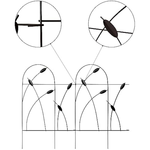 Thealyn Metal Decorative Garden Fence Panels, 82cm.H x 50cm.W (10 Panels, Total Length 4.9m) No Dig Fence Rustproof Wrought Iron Landscape Fencing for Flower Bed, Trees, Animal Barrier, Black