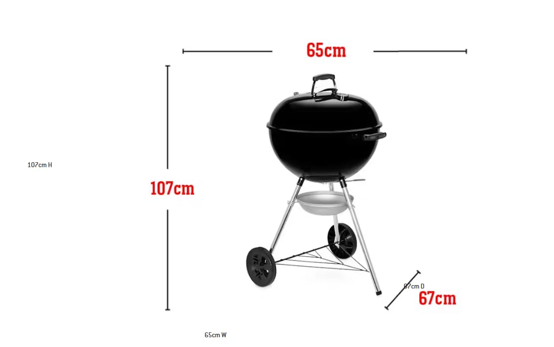 Weber Original Kettle Charcoal Grill, Ø 57cm Grill Area, BBQ Grill with Porcelain-Enamelled Lid & Bowl, Lid Thermometer, One-Touch Cleaning System - Black (14101004)