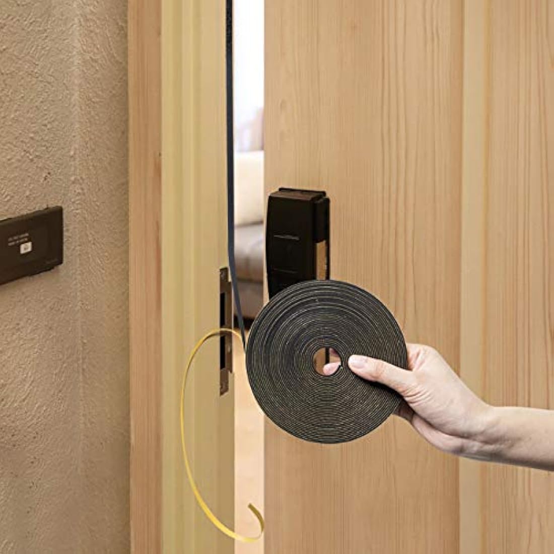 fowong Foam Rubber Seal Tape 6 mm(W) x 1.5 mm(T) Window Door Draught Excluder Air Conditioner Anti-Collision Strong Adhesive Weather Stripping Tape 2 Rolls of 10M Long Each